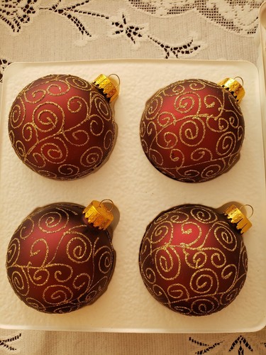 Rauch Burgundy Gold Glass ornaments Ball lot 14-Victoria-Krebs?