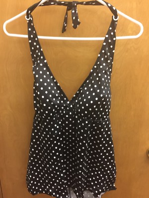 Prego Maternity Two Piece Tankini. Black/White. Size Medium. Model#1410. A164sp