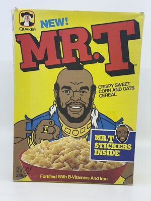 Vintage 1984 Original Mr. T Quaker Cereal Box Ruby Spears Big T s RARE