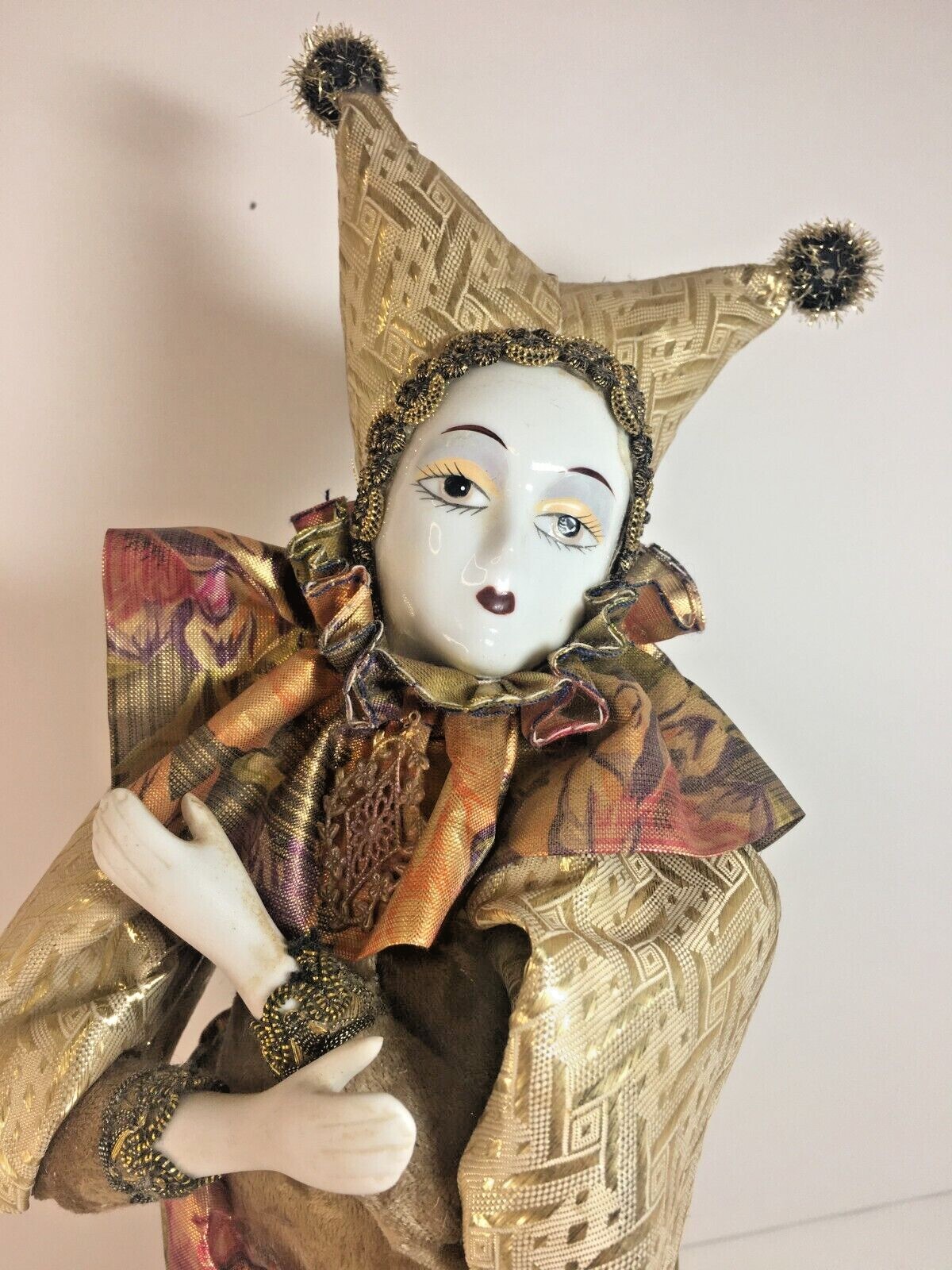 Bone China Porcelain Jester Clown Music Box Doll 17