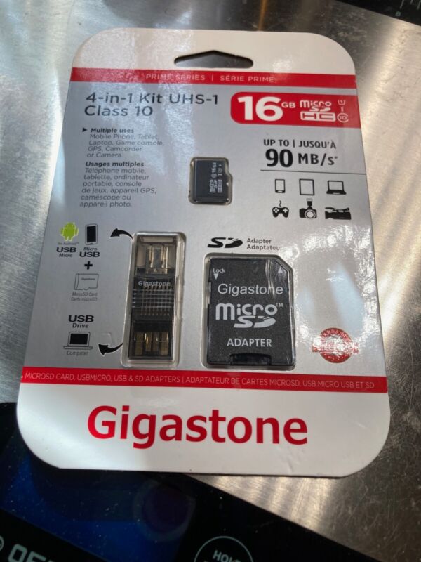 Gigastone 4-In-1 Kit (16gb) Microsdhc Memory Card + Micro-Usb Adapter Class 10