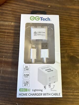 EgTech Folding Blade Dual USB Travel & Home Charger With Cable