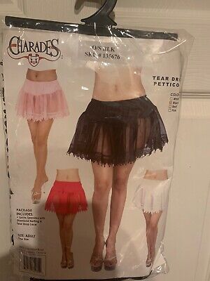 New Charades Black Tear Drop Lace Petticoat Sexy Costume Skirt Slip Adult OSFM