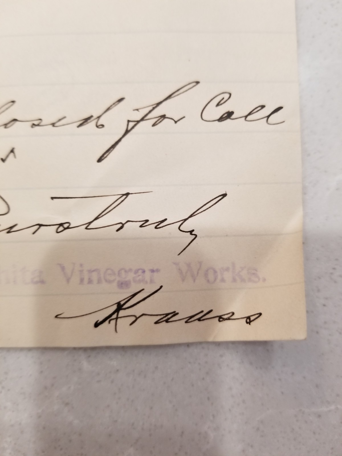 Vintage 1904 Advertising Billhead Wichita Vinegar Works Illustrated & Signed