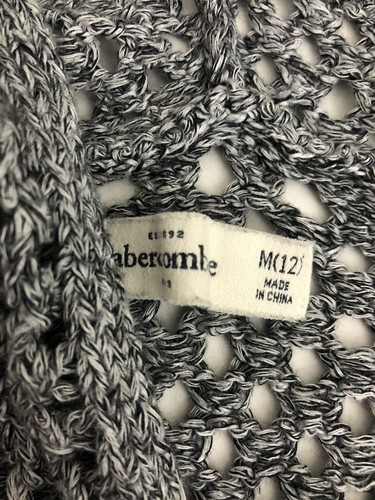 Abercrombie Kids Girls Size M (12) Hooded Open Knit Long Sleeve Sweater Gray