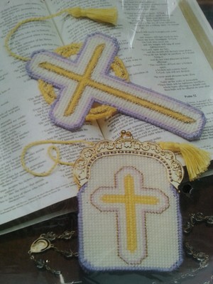 Bucilla Holy Cross Rosary Case & Bookmark  Plastic Canvas Needlepoint Kit Sealed