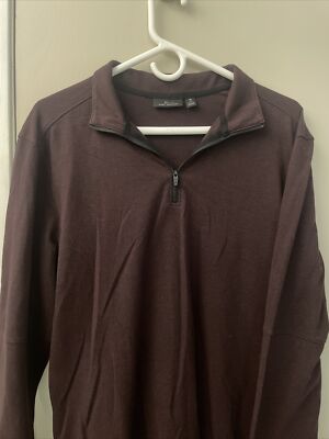 Marc Anthony Sweater Mens Medium MAROON Slim Fit Knit 1/4 Zip Casual Long Sleeve