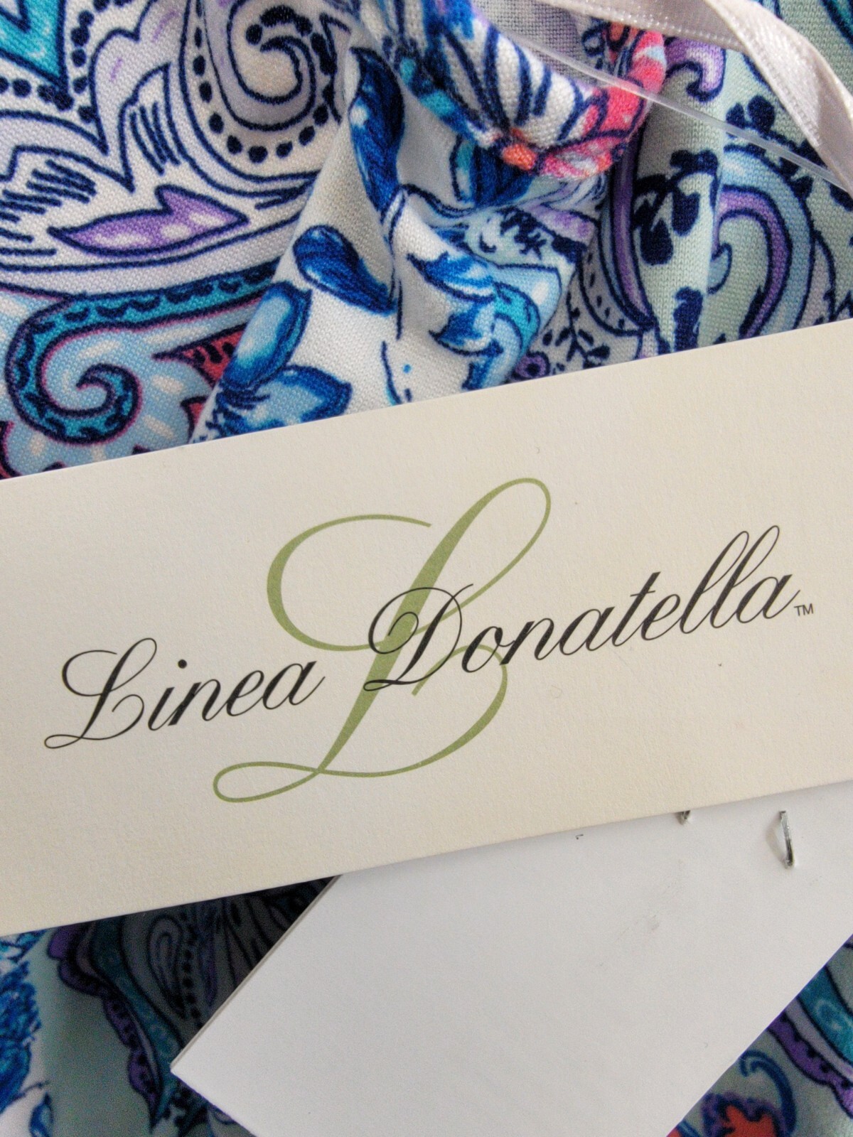 Linea Donatella Pajamas Top Women's S Blue Multi Paisley Print V-Neck Pullover - Picture 13 of 14