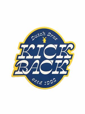 Dutch Bros Coffee Sticker Kick Back Blue Yellow Oval Text  January 2021