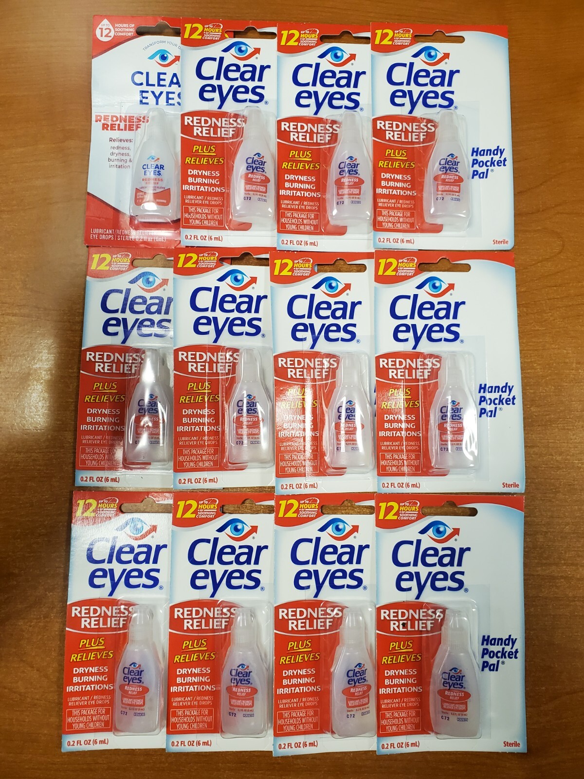 12 PACK: Clear Eyes REDNESS RELIEF Eye Drops 0.2oz Pocket Size (Exp 7/24) R1P7