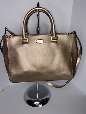 MICHAEL KORS Kellen MK MD Satchel Bag Black Saffiano Leather Gold 38T8XSOS2L 192317249941 eBay