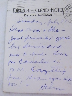 Vintage Detroit-Leland Hotel Detroit, Michigan Postcard
