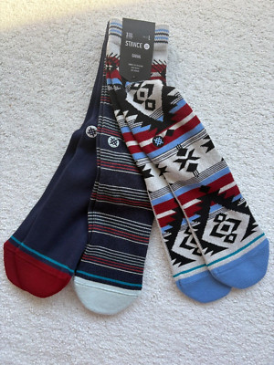 Stance Mens Casual Socks Mirage Blue 3 Pack Size L 9 -13 Crew Height NEW $32.99