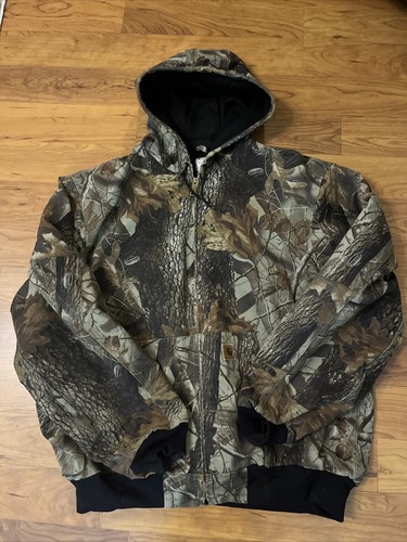 Vtg Carhartt Camo Jacket Men’s Sz 2xl Hunting Real Tree Hardwood