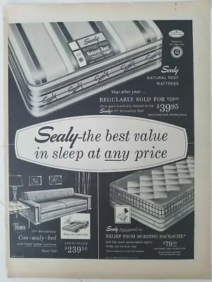 1957 Sealy Posturepedic natural Rest bed mattress best value sleep vintage