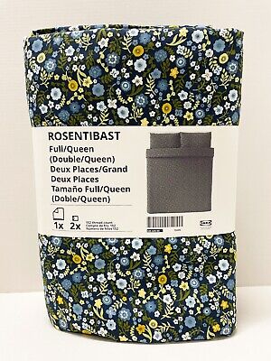Ikea ROSENTIBAST Full/Queen Duvet cover & pillowcases dark blue/multicolor - NEW