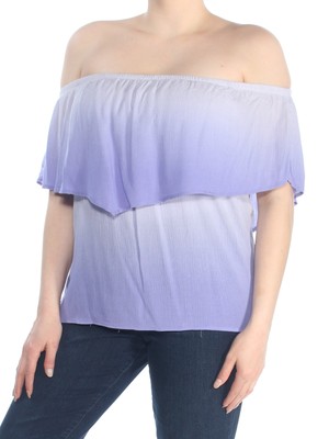 Женский фиолетовый топ STYLE & COMPANY с открытыми плечами и коротким рукавом XL