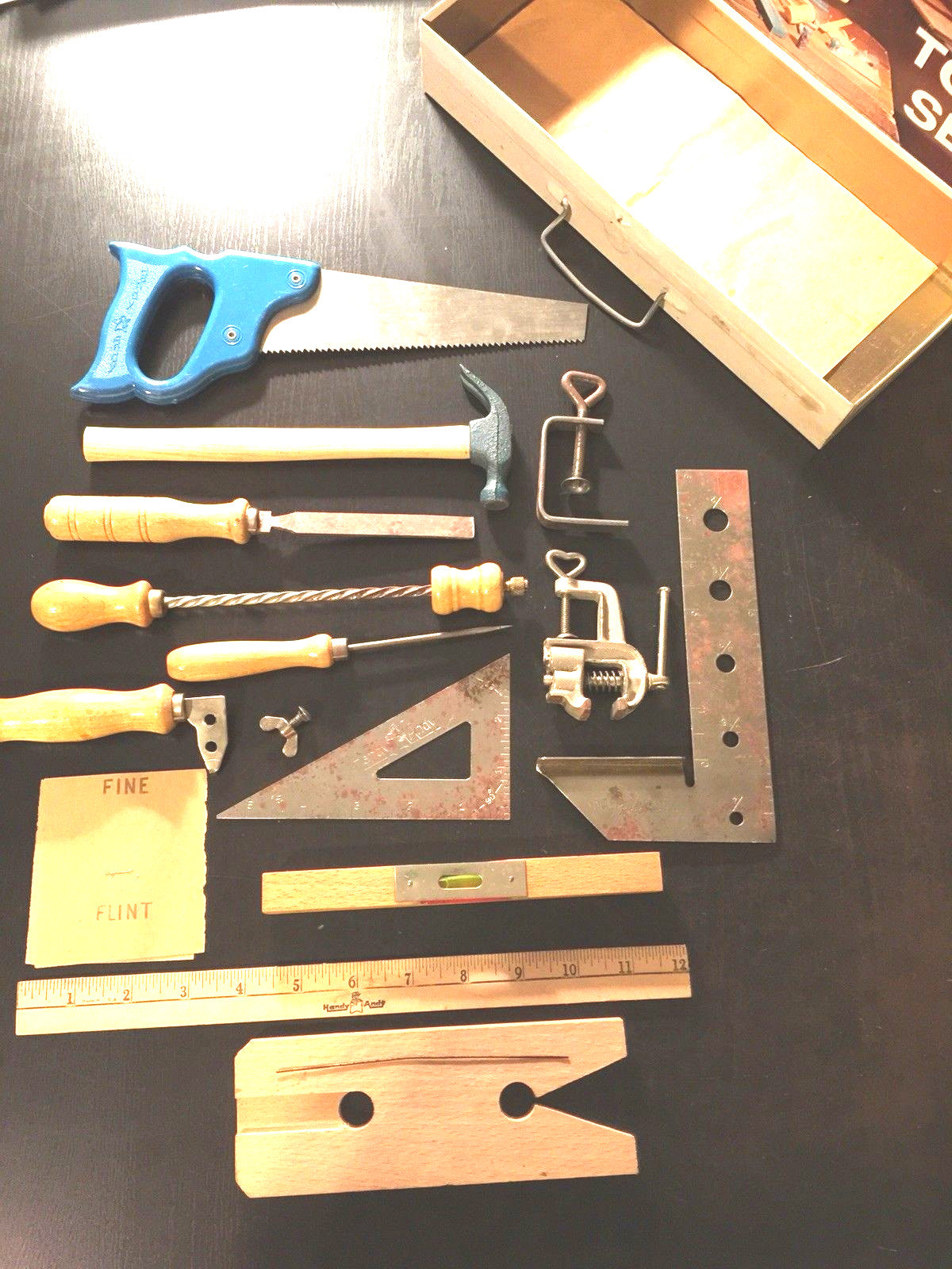 Vintage 1950s Handy Andy Blue Diamond Children's Tool Set # 620 Skil-Craft