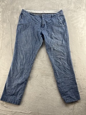 Gap Pants Women’s 6 Blue Heathered Girlfriend Chino Chambray Cotton Blend Khaki
