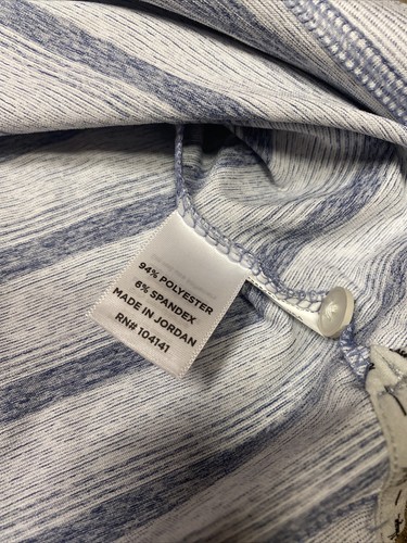 Walter Hagen 11 Majors Golf Polo Light Blue Stripe Shirt Sz XL Stretch Polyester