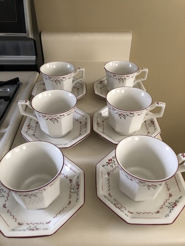 Johnson Brothers - Madison - Made In England- 6 Cups & Saucers- Octagonal