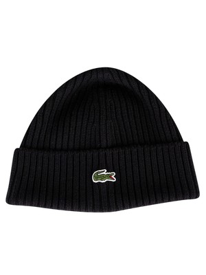 

Мужская шапка-бини Lacoste в рубчик с вышитым логотипом, черная, Черный, RB0001-00-031