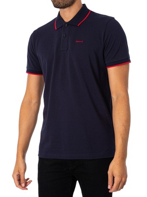 

Мужская рубашка-поло из пике с контрастным принтом GANT, синяя, Синий, 2063013-433