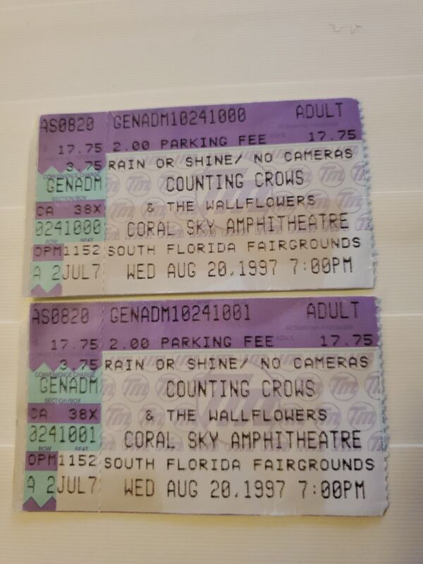COUNTING CROWS Concert Ticket Stub 1997 CORAL SKY AMPHITHEATER FLORIDA