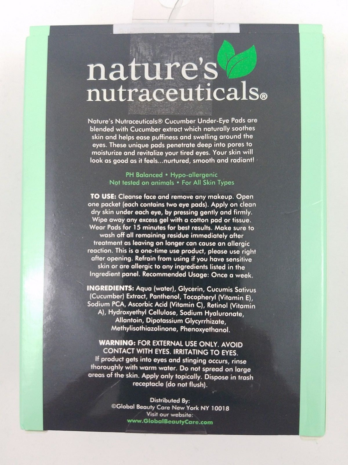 NEW Nature's Nutraceuticals Cucumber Under Eye Pads 5 Pairs Sealed
