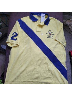 

POLO RALPH LAUREN Мужская желтая футболка с графическим логотипом Classic Fit Knit Polo, Желтый, 41381