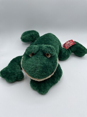 Russ Friggles Flopples Green Frog Beanbag Stuffed Floppy Toad Froggy Tag Cream