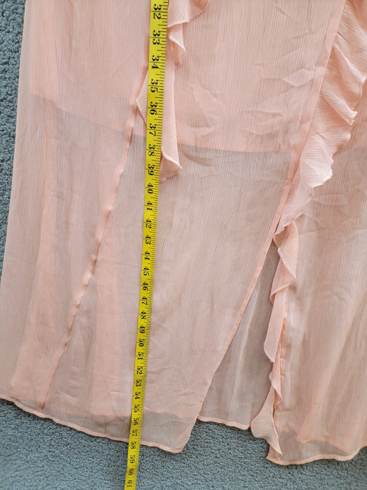 Bar III Trendy Plus Size Ruffled Chiffon Maxi Dress Women's 16W Warm Coral Sheer - Picture 7 of 15