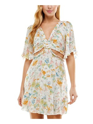 

CITY STUDIO Женское платье цвета слоновой кости на подкладке с короткими рукавами и расклешенными рукавами для подростков, Цвет слоновой кости