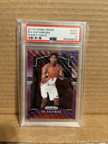 2019-20 Panini Prizm Rui Hachimura Rookie Purple Wave PSA 9