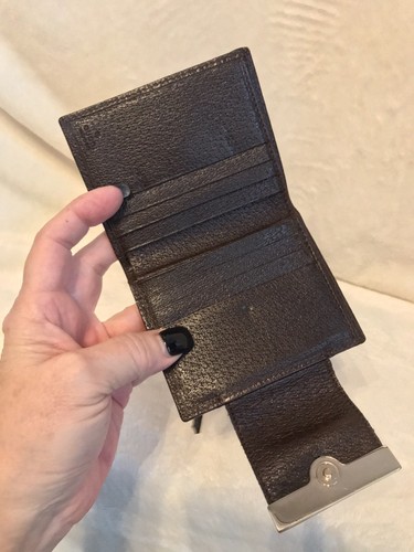 VERY RARE VINTAGE GUCCI Brown Leather GG Canvas RED GREEN WEB WALLET, EXCELLENT!