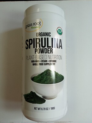 Grass Root Natural Organic Spirulina Powder 6.7oz Pure Certified Spirulina 10/24