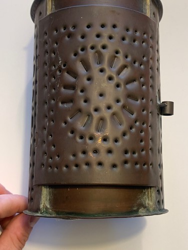 Vintage Punched Copper Candle Lantern