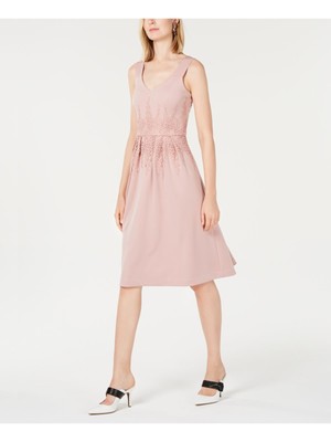 

ALFANI Женское розовое кружевное платье миди без рукавов с цветочным принтом, Розовый