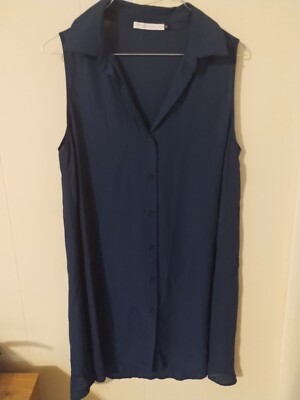 THREE EIGHTY TWO Sheer Navy Blue Women's S Small Dress Coverup Lightweight
