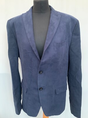 Blazer jacket Zara size 36'' blue singke breasted suede effect mens