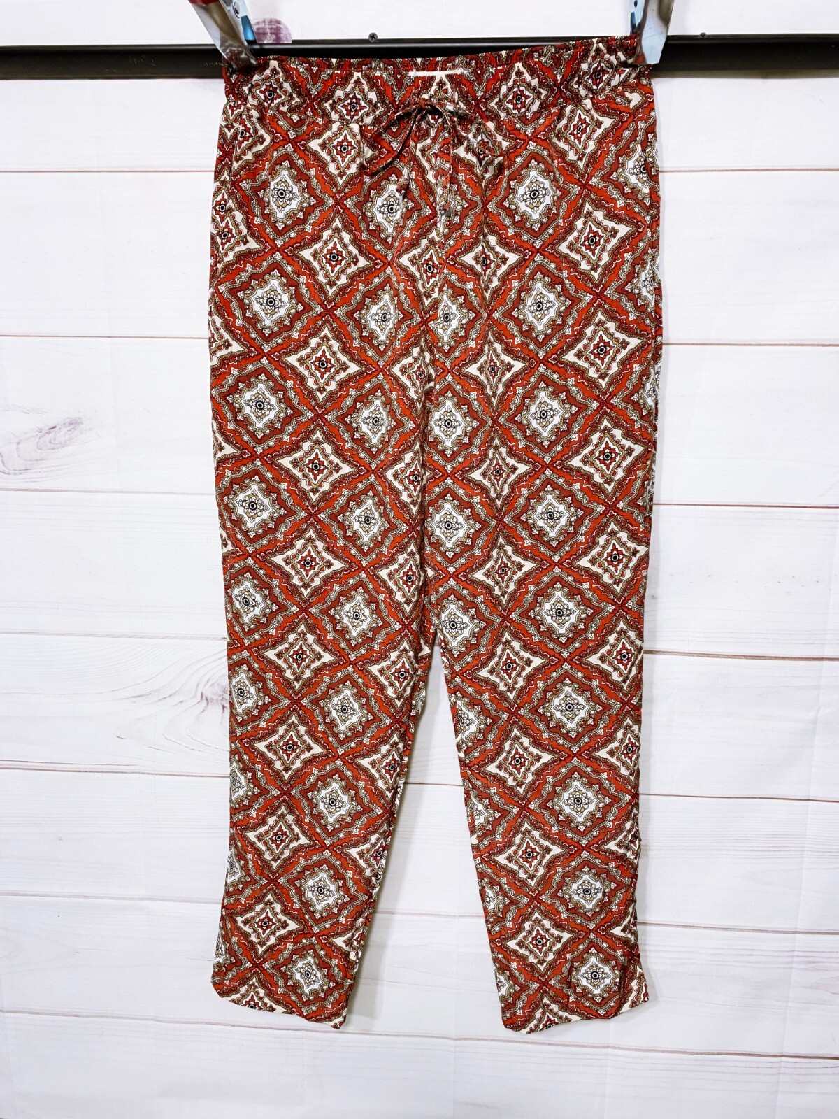 H&M L.O.G.G. Womens Pants Size 10 Geometric Floral Elastic