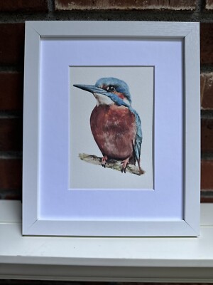 Kingfisher. Print of an original. 5x7'' with white mat 8x10'' framed