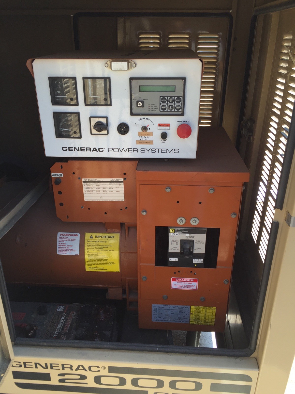 80 kW Generac Generator, enclosed with base tank