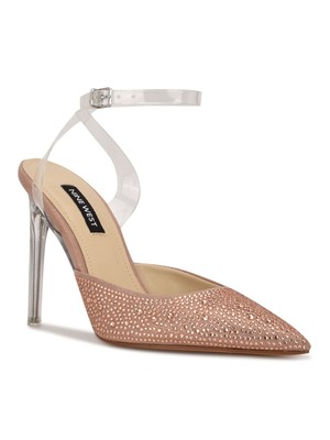 

NINE WEST Женские светло-бежевые туфли-лодочки на шпильке с ремешком и каблуком, размер 7,5 м, Бежевый, WNSPARKEL5