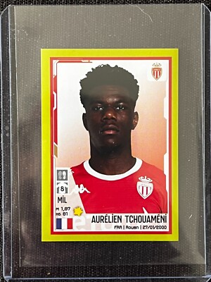 STICKER PANINI  FOOT 2022 AURELIEN TCHOUAMENI MONACO REAL #260 ROOKIE TOPLOADER