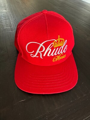 Embroidered Rhude Monaco Crown Snapback Trucker Flat Bill Hat Cap - Red