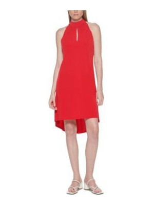 

CALVIN KLEIN Женское красное платье без рукавов ниже колена Hi-Lo, Красный
