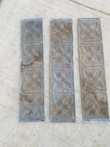 (3) Three Vinatge Ceiling Tins 5.5in x 24.5in great for crafts and projects