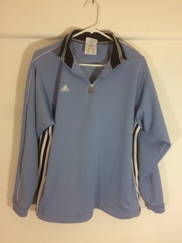 Adidas Long Sleeve Blue and White 1/4 Zip Collar Polyester