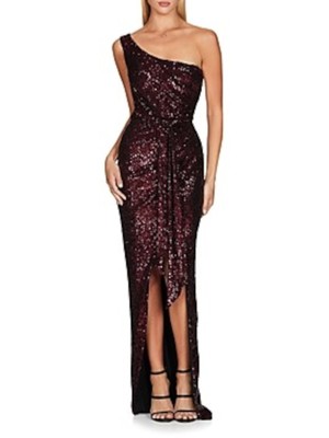 

NOOKIE Женское красное длинное вечернее платье-футляр без рукавов с поясом на подкладке, Красный